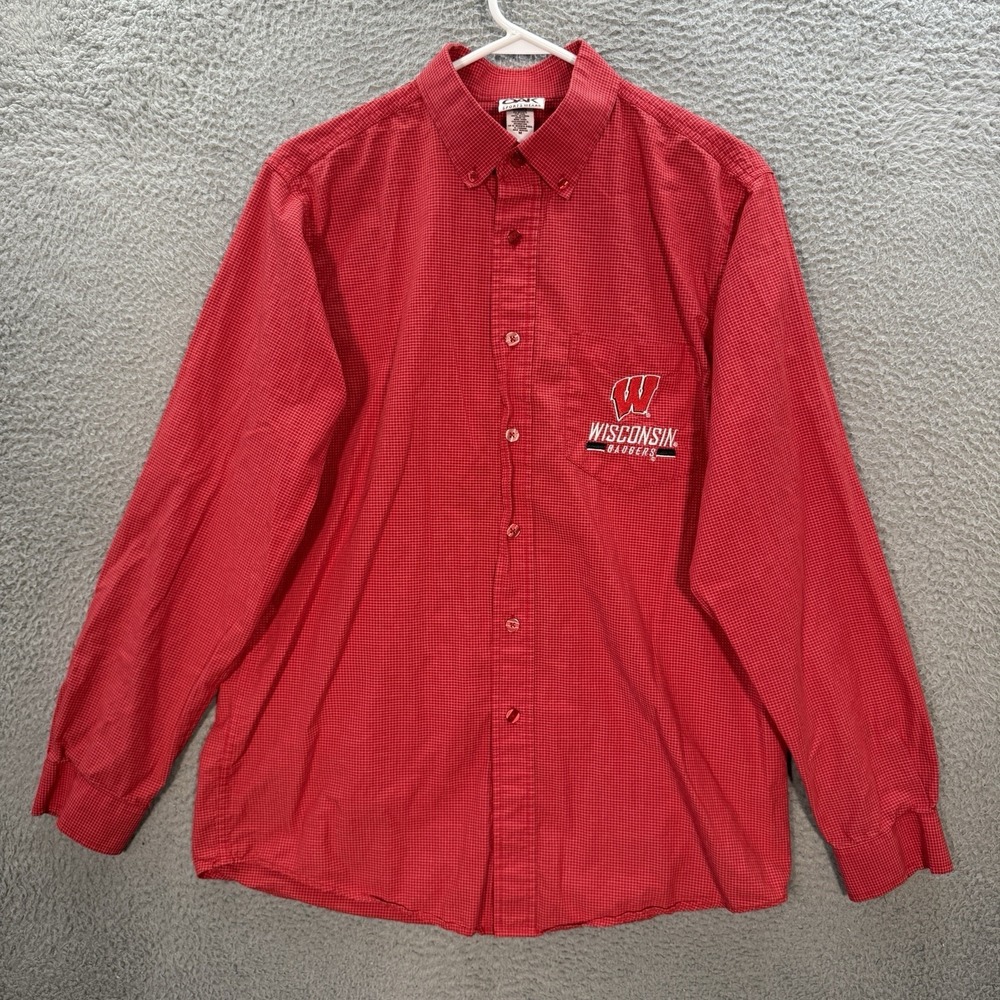 Wisconsin Badgers Shirt Adult Medium Red College University‎ NCAA Sports Mens
